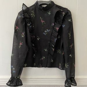 HM Sheer Floral Ruffled Top